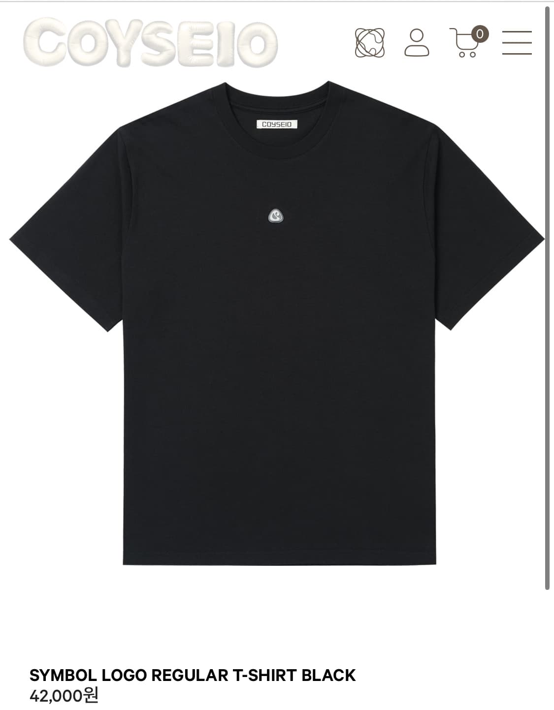 코이세이오 SYMBOL LOGO REGULAR T-SHIRT BLACK 상품이미지1