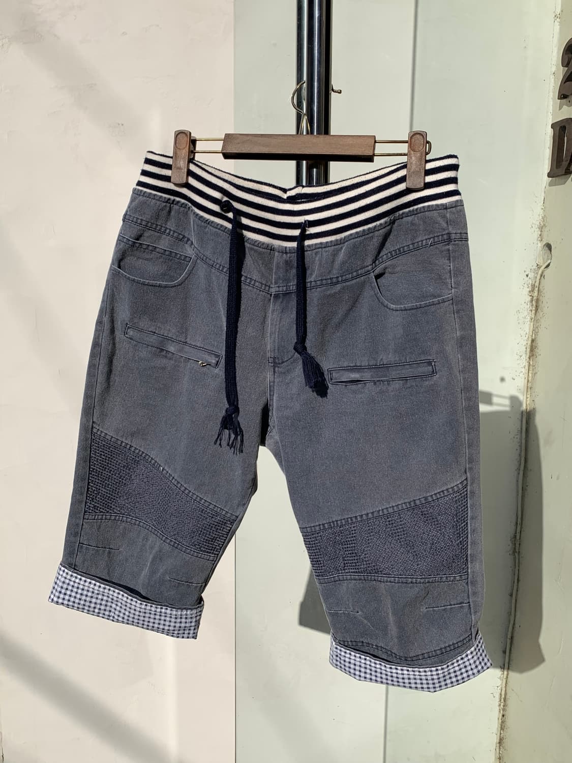 빈티지 데일리 무채색 블루 하구미 데님 카프리 코디 세트 상품이미지7