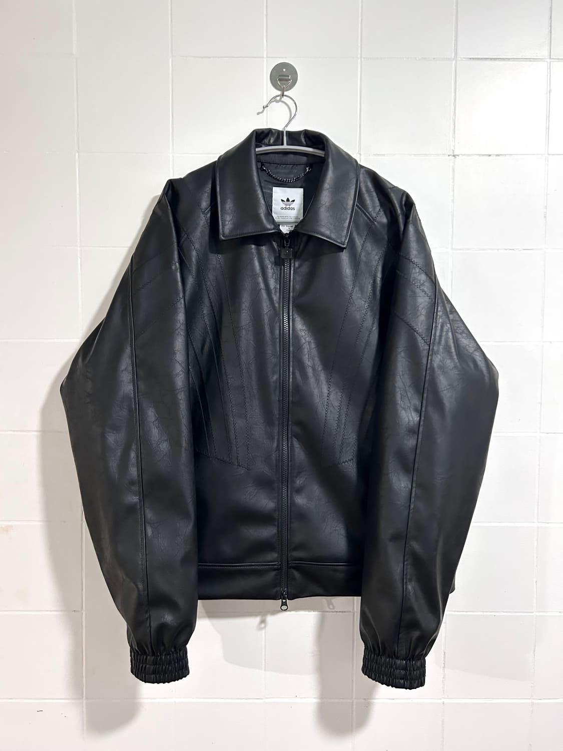 아디다스 블랙 오버 가죽자켓 상품이미지1