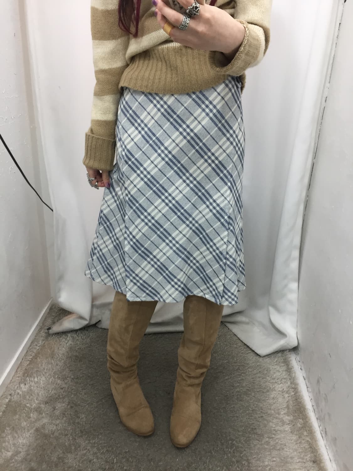 버버리 블루 라벨 소라 체크 스커트 🩵 상품이미지1