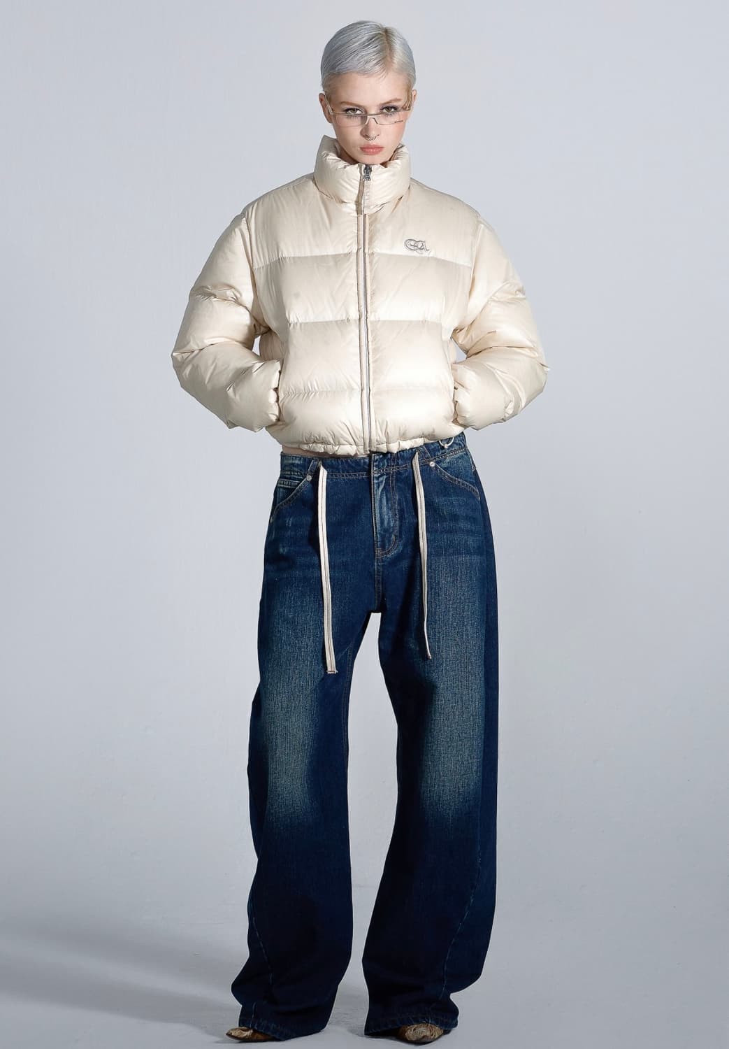 스컬프터  패딩 104 Cropped Puffer Down Pearl 상품이미지1