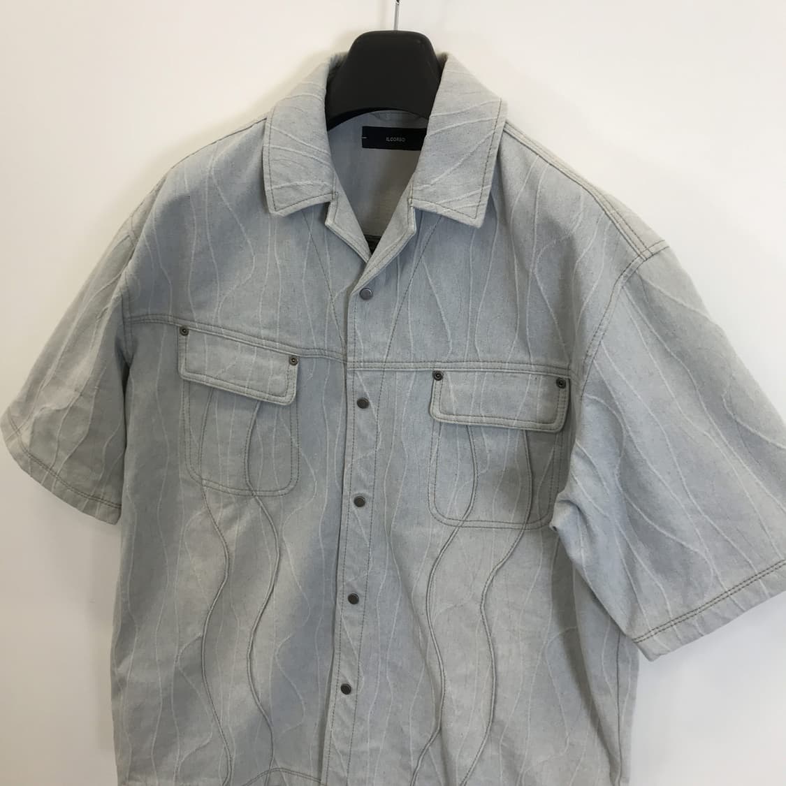 일꼬르소 플로우 오픈카라 데님셔츠 [100] 상품이미지2