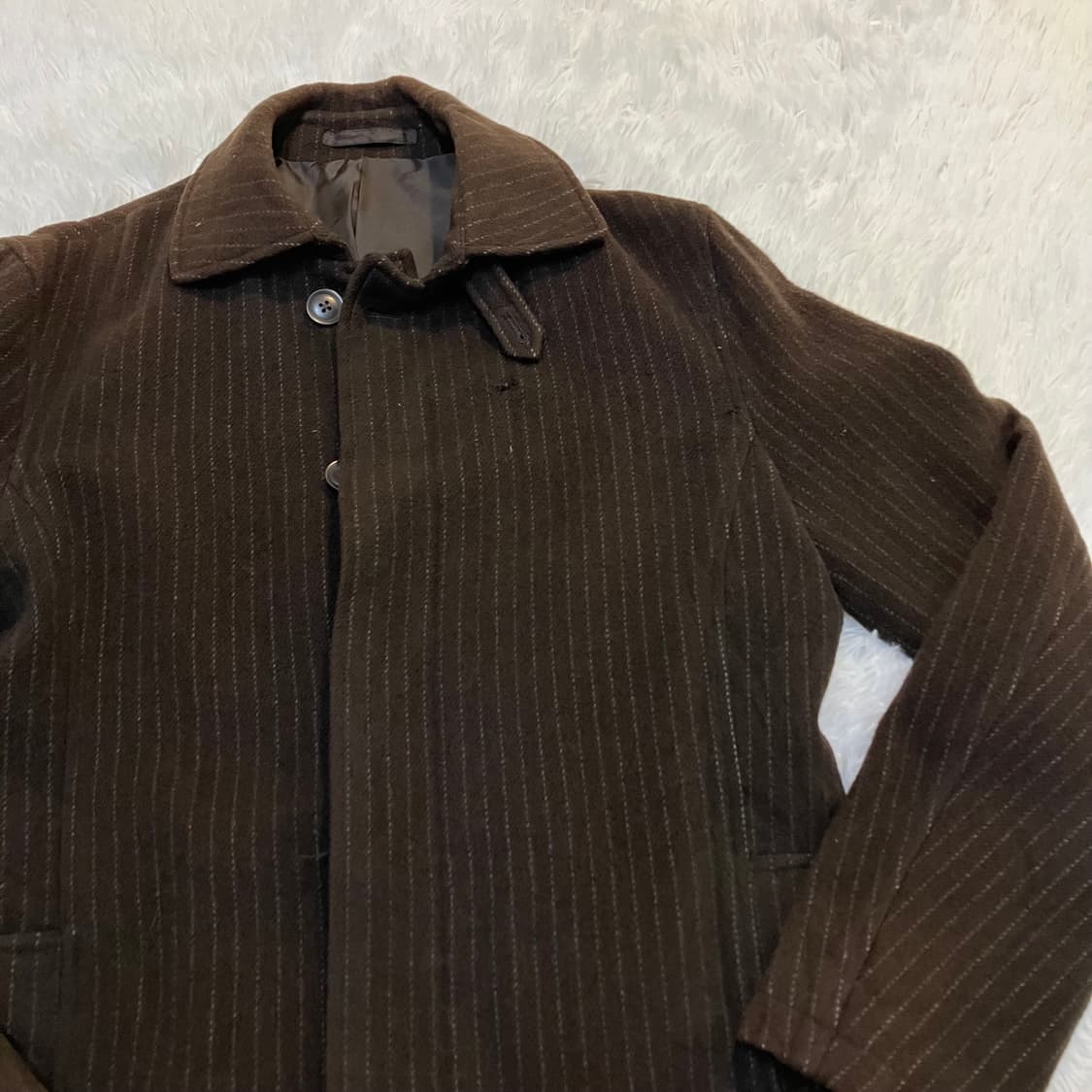 빈티지 초코 브라운 스트라이프 코트 833 y2k 스트릿 모리 갸루 일본 상품이미지5