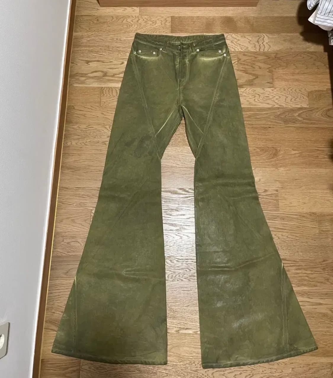 (31) 릭오웬스 다크쉐도우 포터빌 바이어스 부츠컷 세이지 그린 코팅 상품이미지2