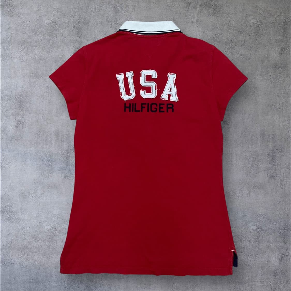 타미힐피거 USA 로고 y2k 레드 카라 반팔티 상품이미지2