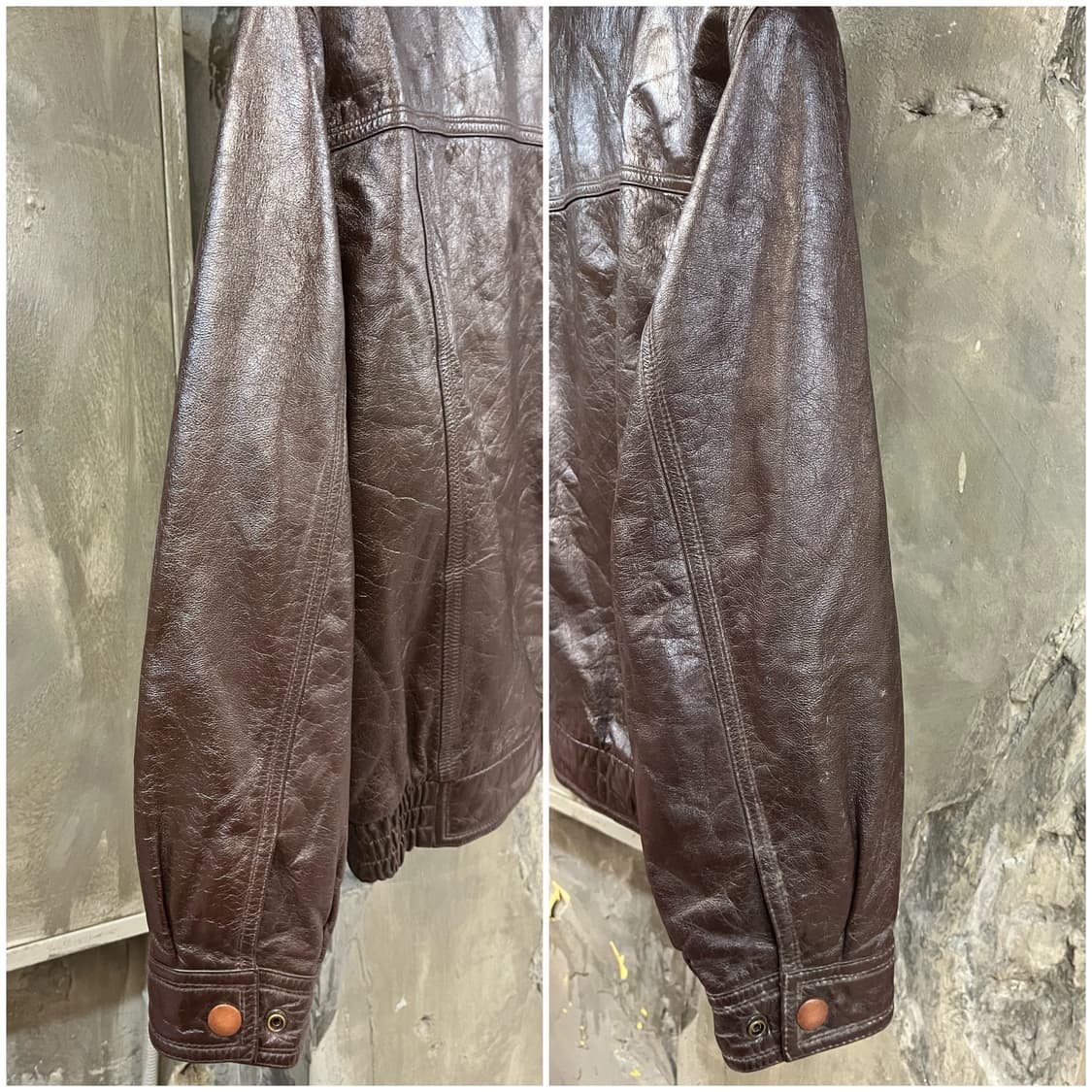 빈티지 소가죽 퍼 카라 레더 자켓 브라운 95 #csz2781 상품이미지8