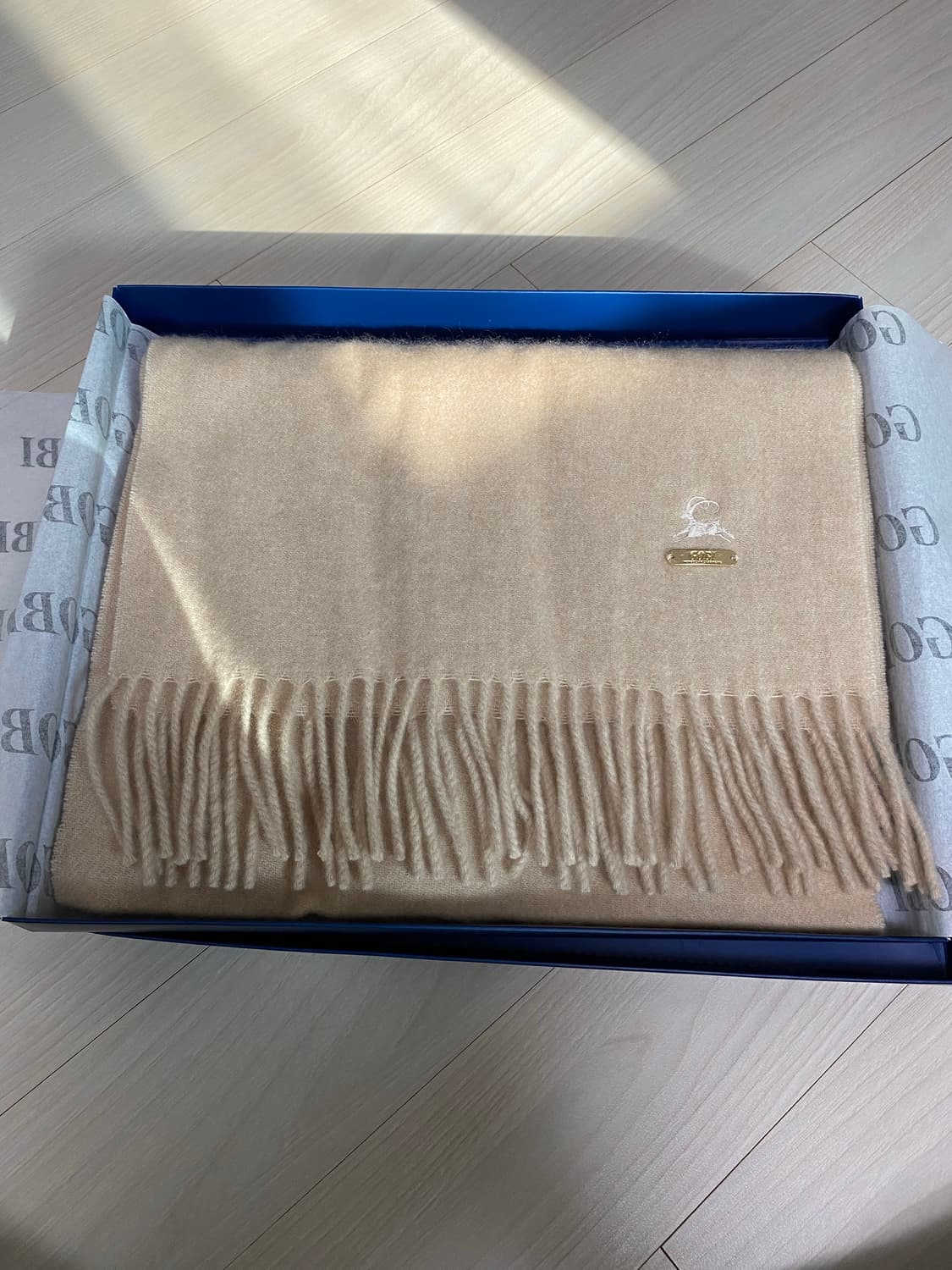 새상품)GOBI 오가닉 지블링 캐시미어100 산양자수 롱머플러 목도리-베 상품이미지3