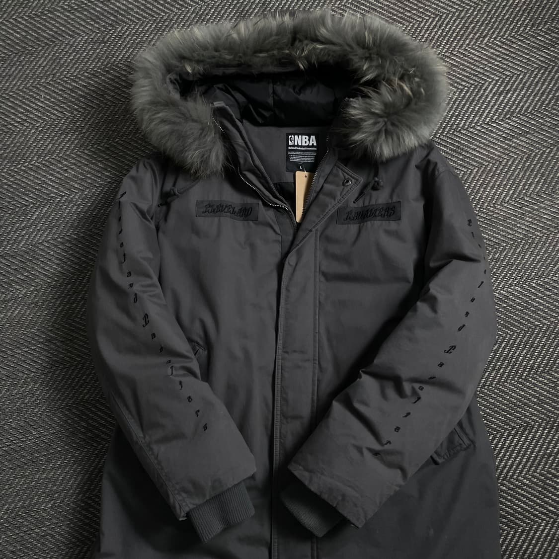 NBA 디테일 로고 그레이 라쿤 퍼 롱 야상점퍼o 4566 상품이미지2