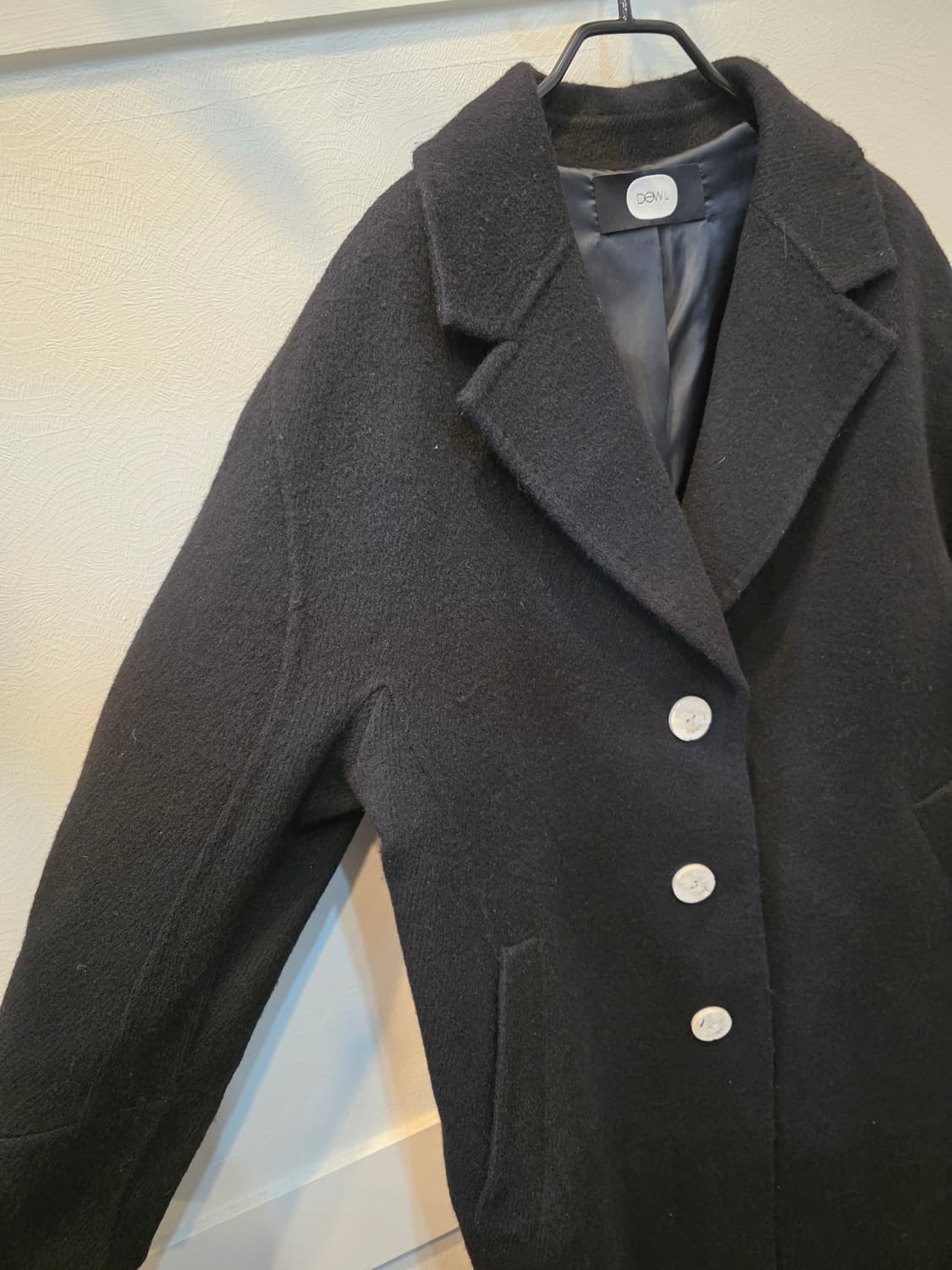 DEWL 알파카 블랙 모직 싱글코트 상품이미지4