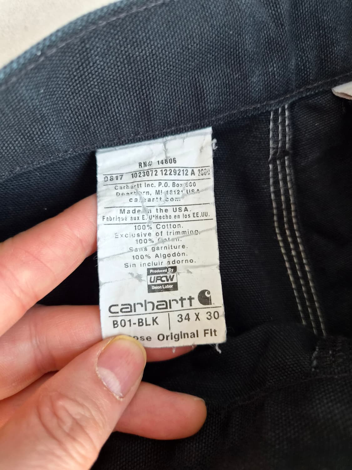 칼하트 B01 더블니 블랙 34x30 황금사이즈 상품이미지4