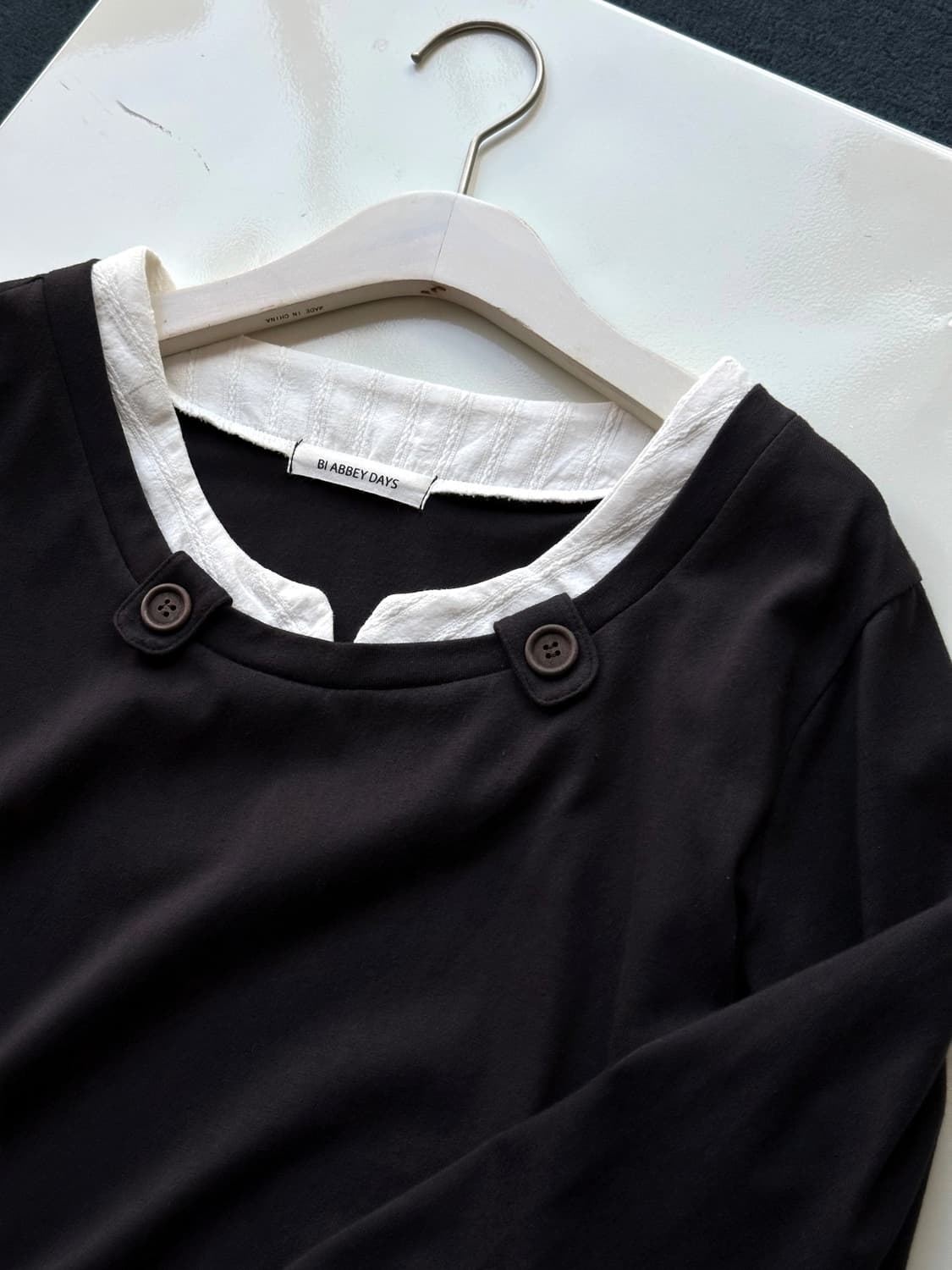 Design layer cotton 3/4 sleeve TOP 상품이미지2