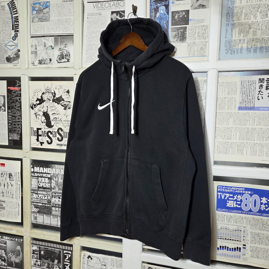 나이키 화이트 스트링 스우시 블랙 후드집업 상품이미지1