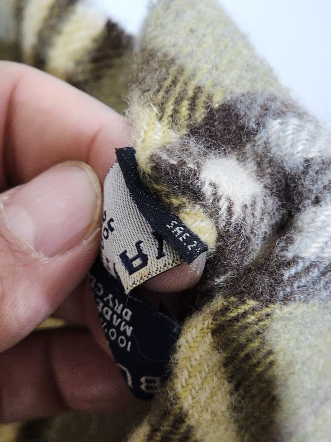 (정품) 버버리 머플러 체크 목도리 카키 램스울 영국판  상품이미지6