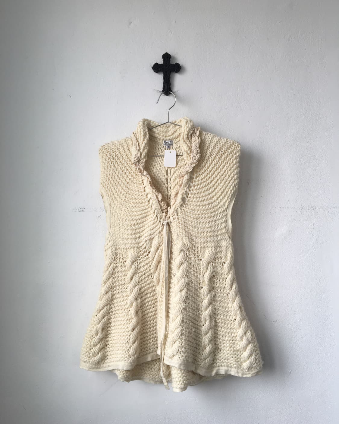 Frill ribbon point knit top 상품이미지2