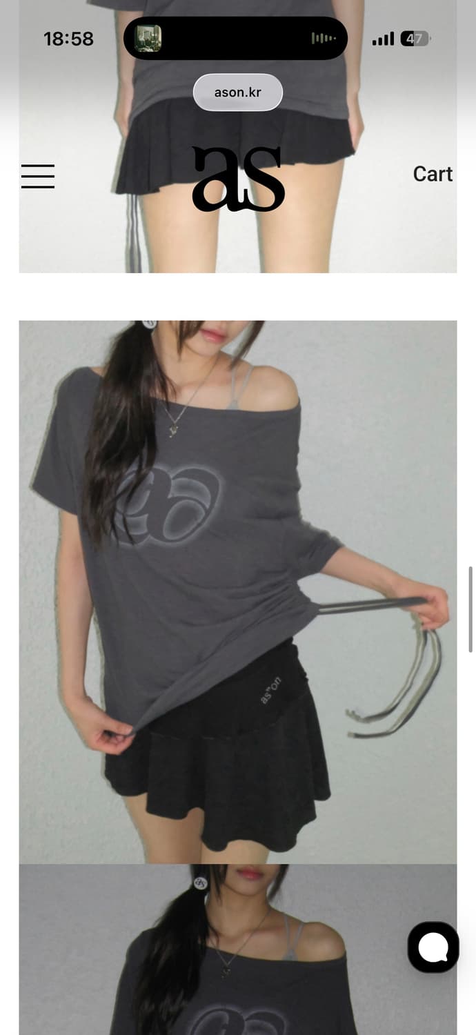 KIKI BOXY SHIRRING TEE / CHARCOAL 상품이미지1