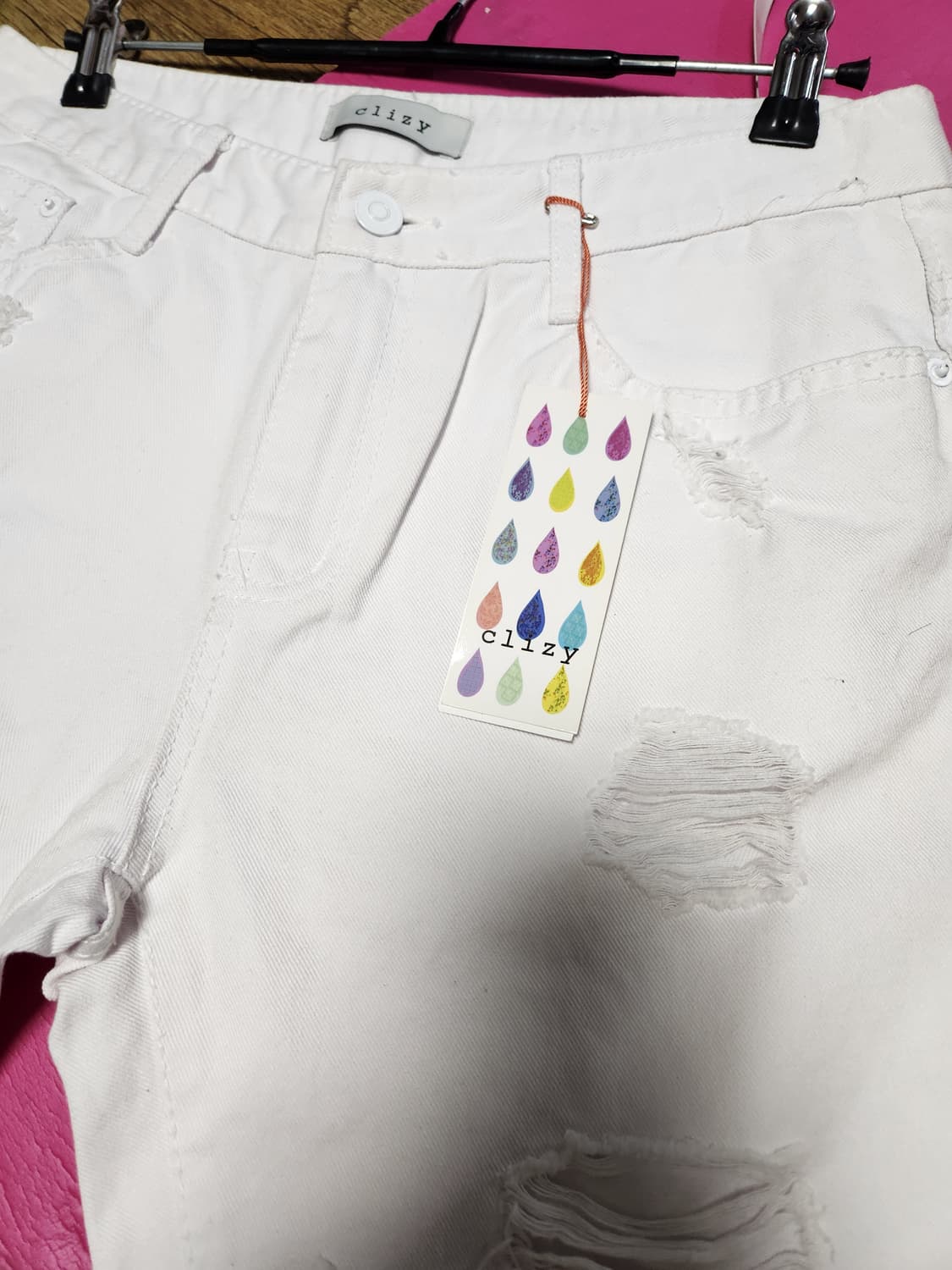 새것)clizy 화이트 데미지 반바지 28 상품이미지5