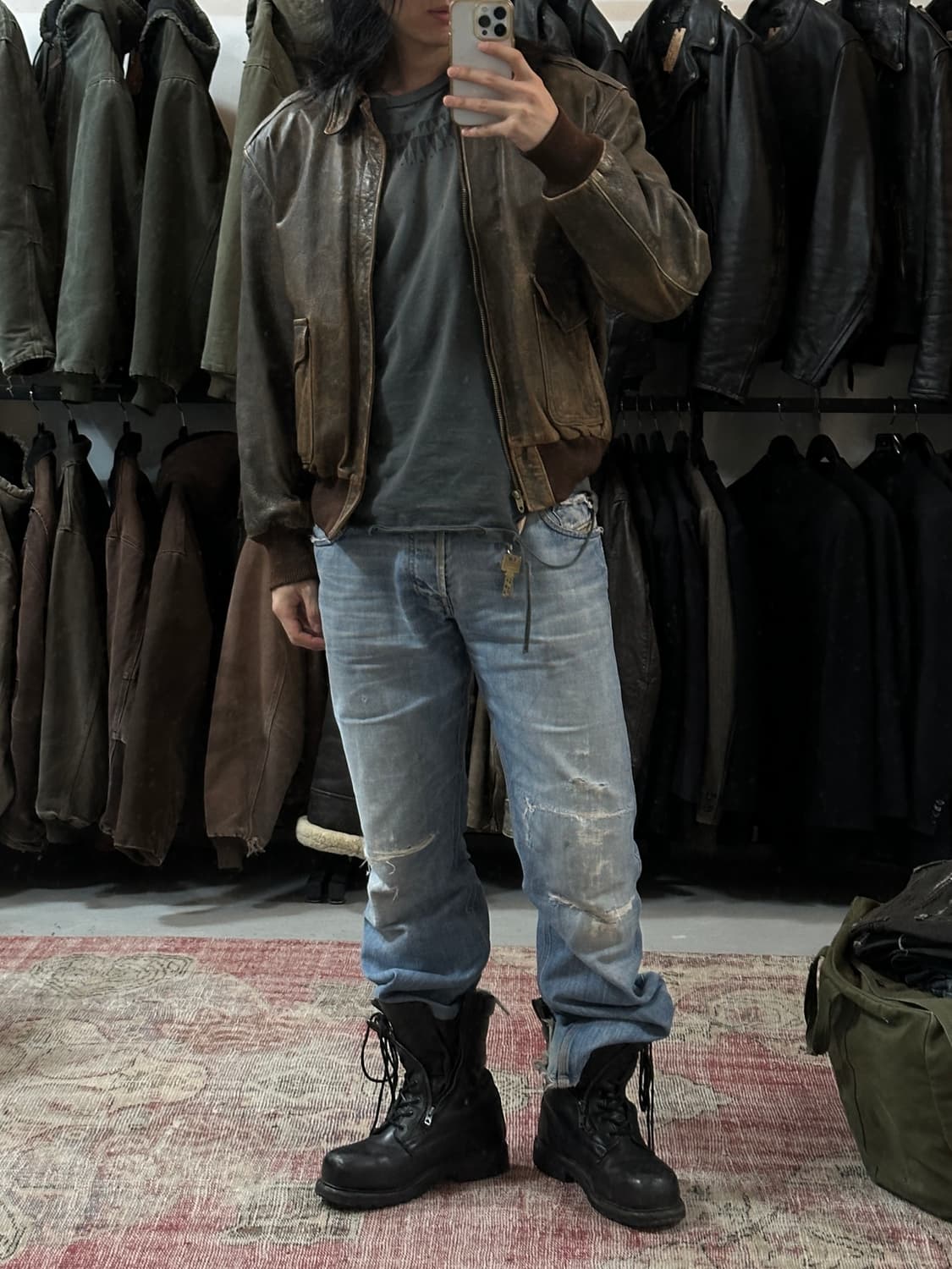 80's USA Made 엘엘빈 고트스킨 A2 봄버 자켓 상품이미지10