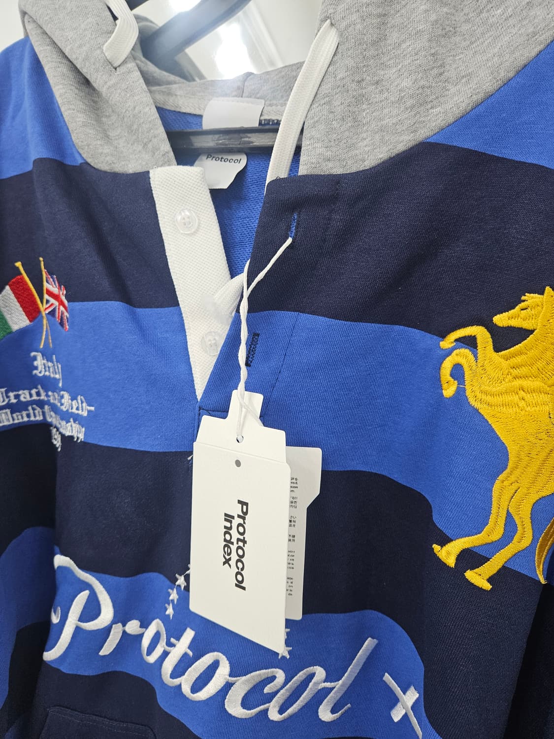 Protocol 프로토콜인덱스 스트라이프 폴로 후드 새상품 상품이미지3