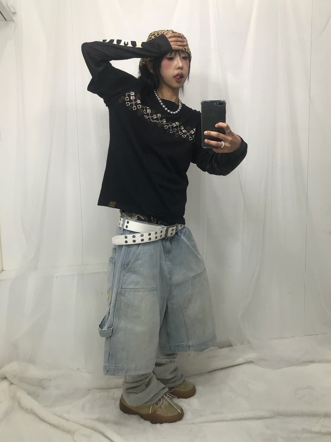 밴슨 레이어드 자수&카모 롱슬리브 상품이미지5