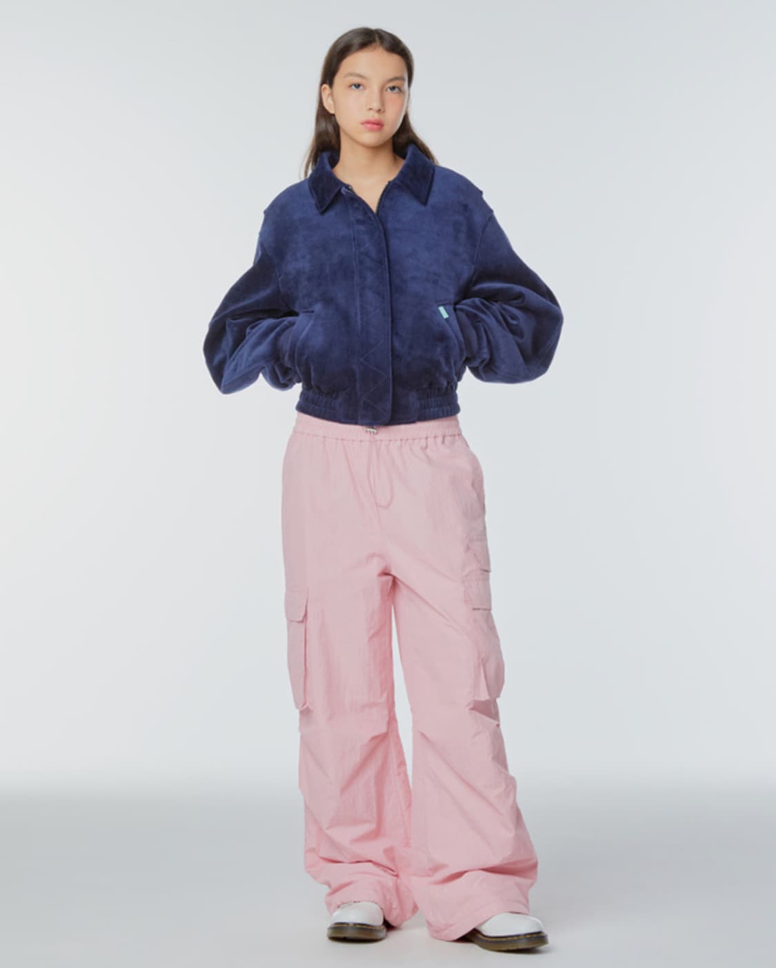 인스턴트펑크 크롭 벨벳 블루종 상품이미지2