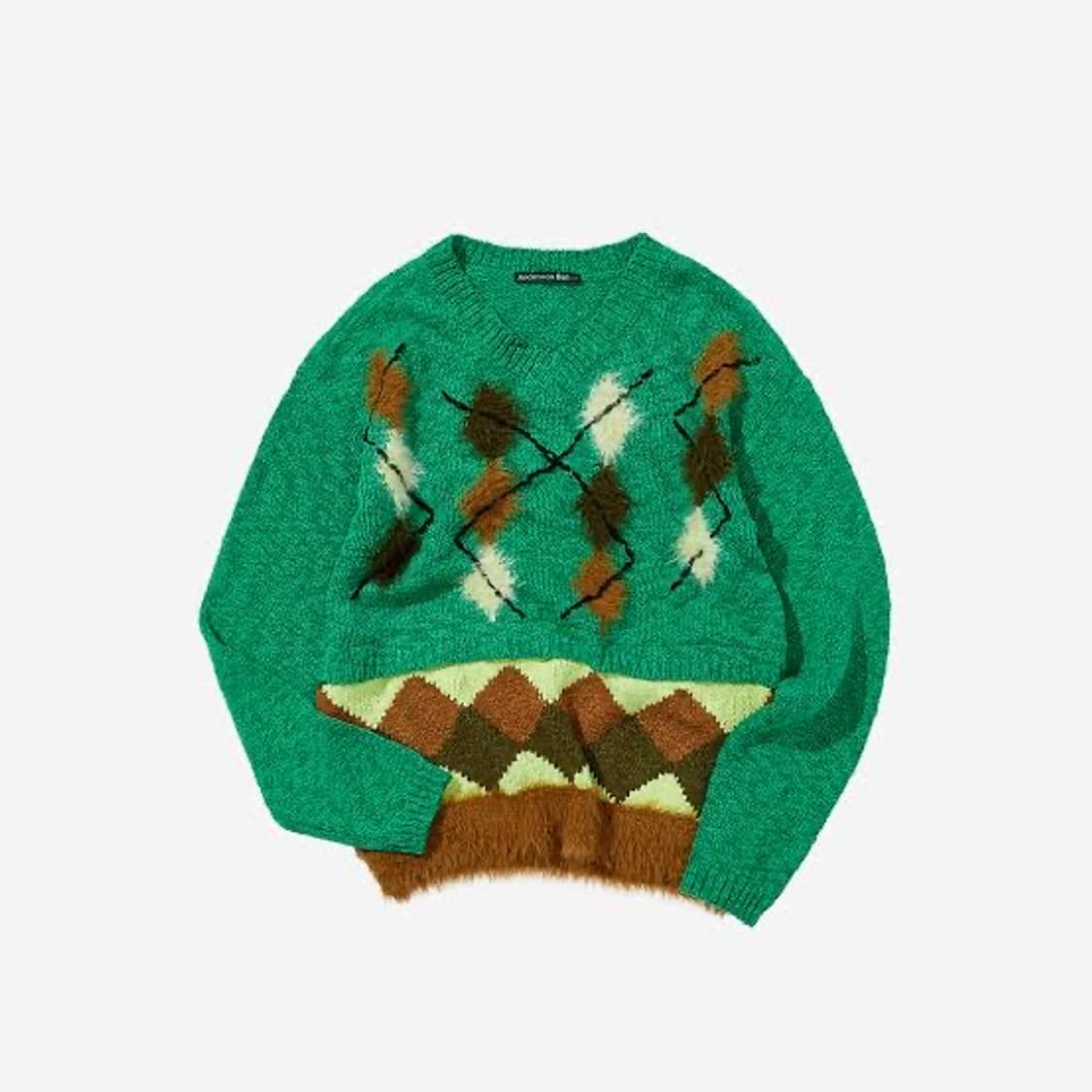 앤더슨벨 아가일 패턴 니트 그린 상품이미지1