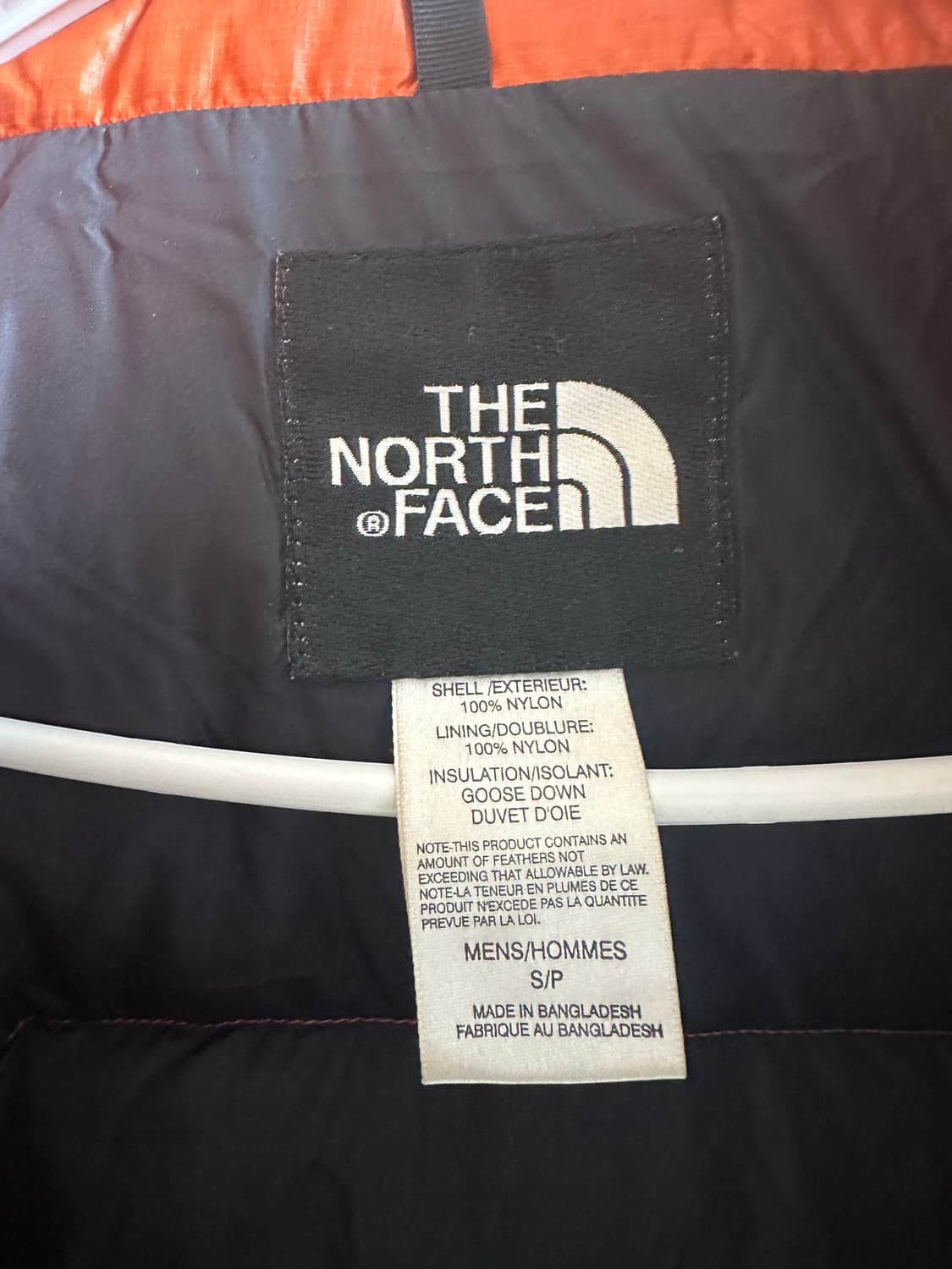 NORTHFACE 노스페이스 주황 오렌지 중앙 로고 눕시 패딩 상품이미지5