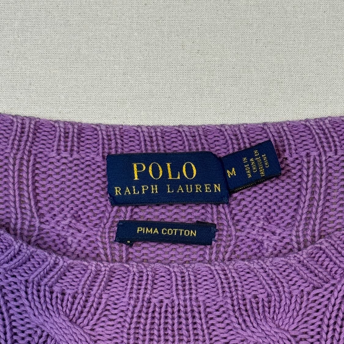 M) 폴로 랄프로렌 피마코튼 케이블 니트 퍼플 보라색 상품이미지6