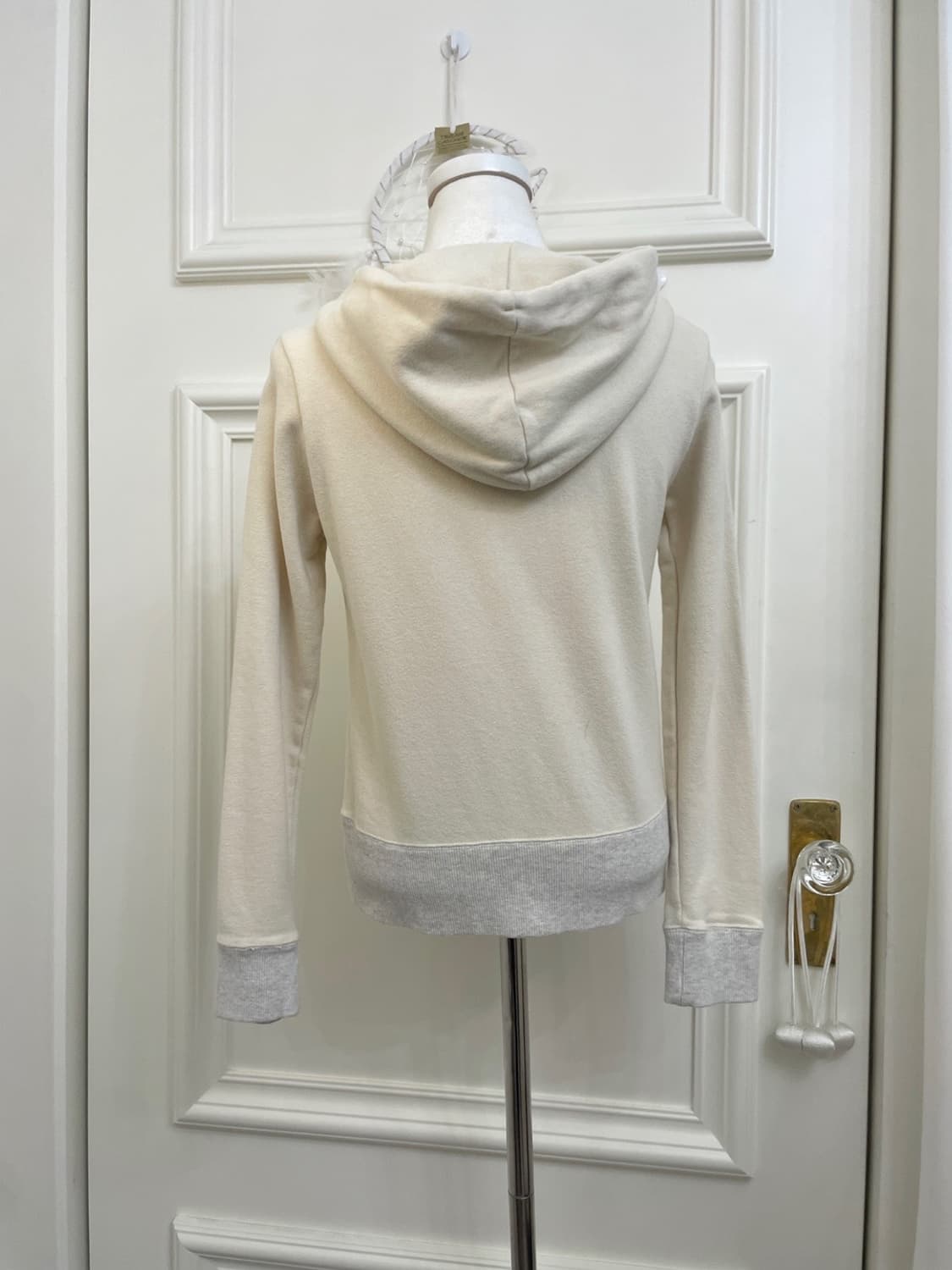 ivory melange point basic hoodie-zip 상품이미지3