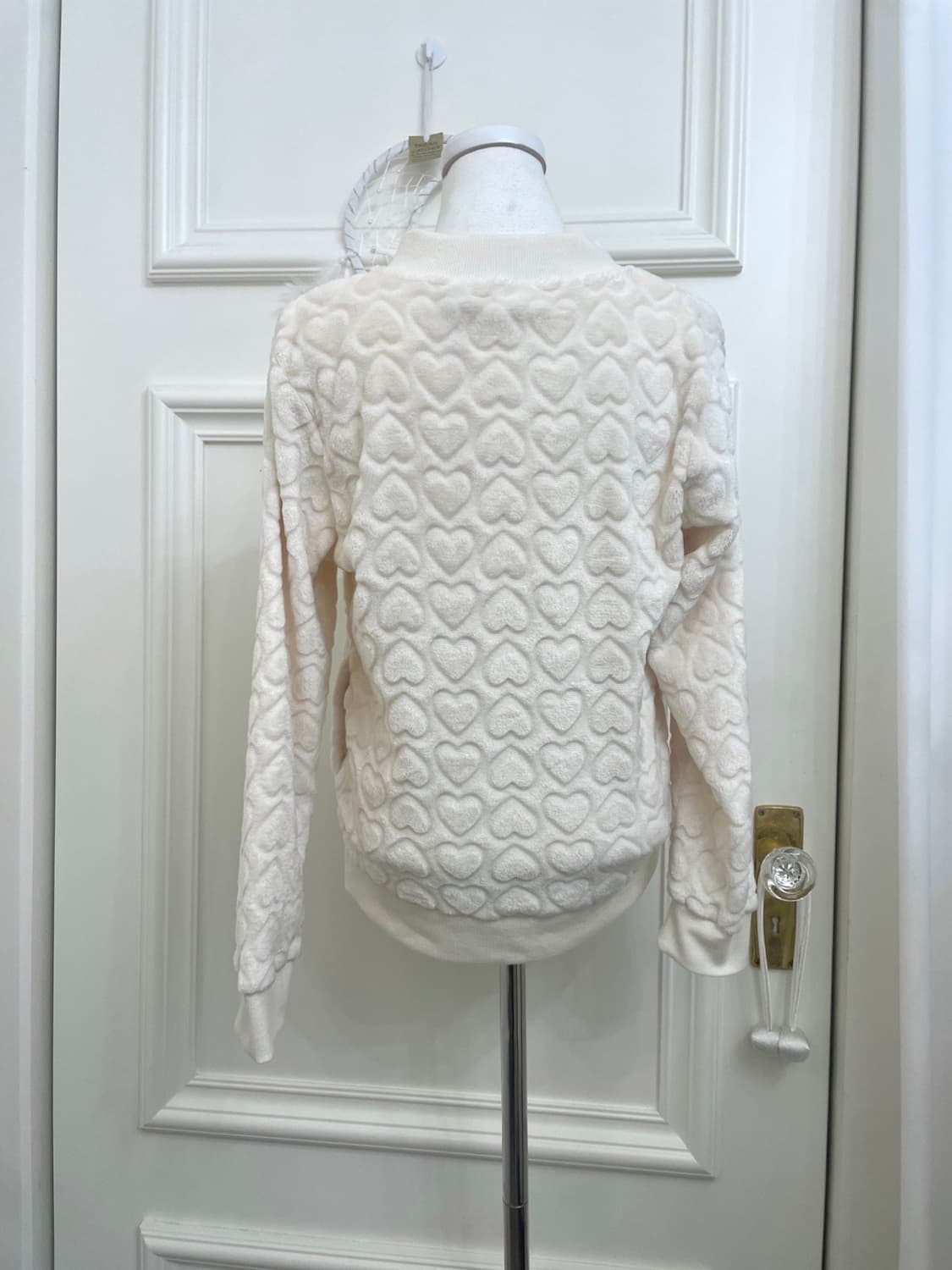 ivory heart pattern fur zip-up 상품이미지3