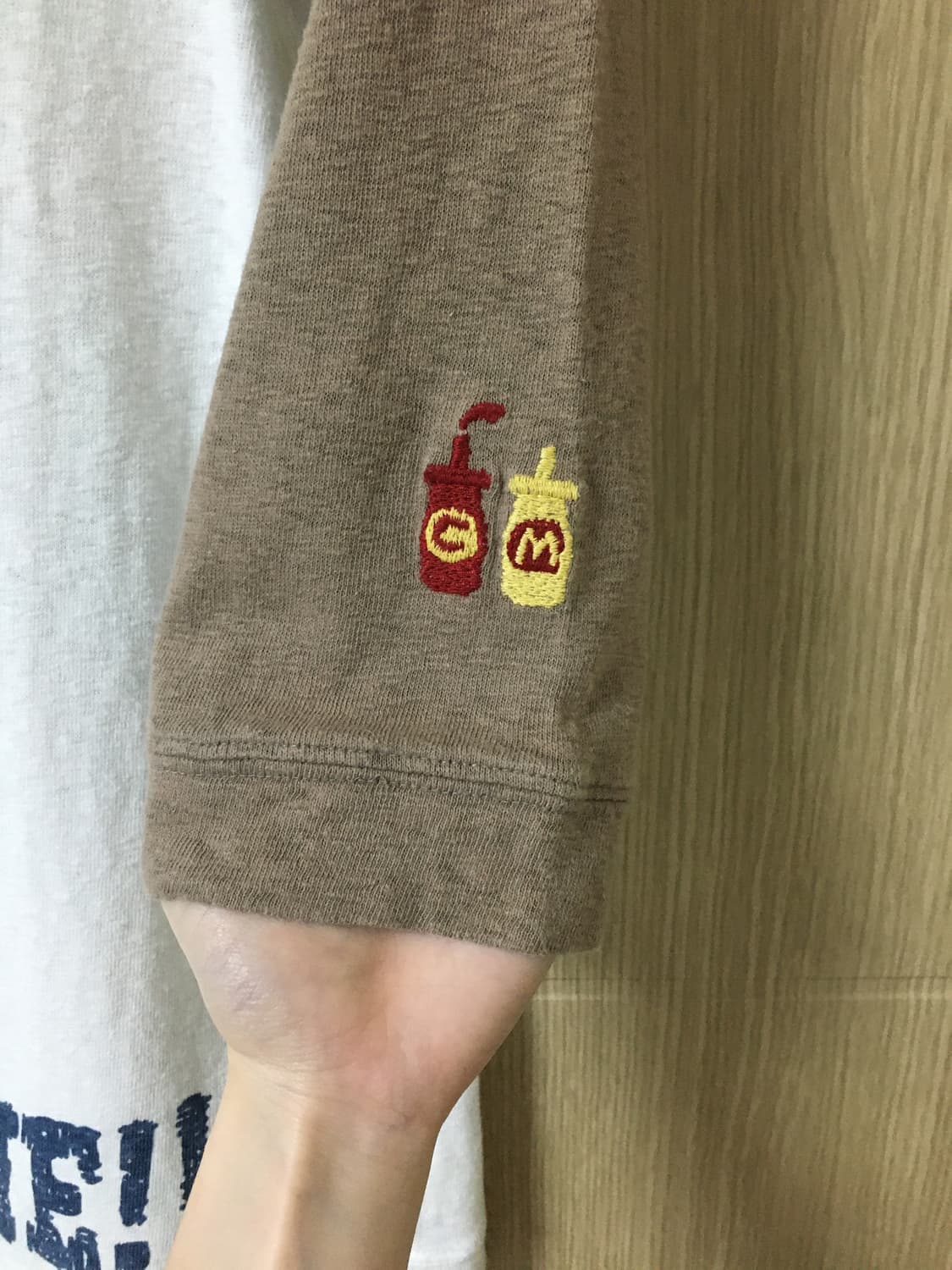 Burger needlework raglan t-shirt 상품이미지5