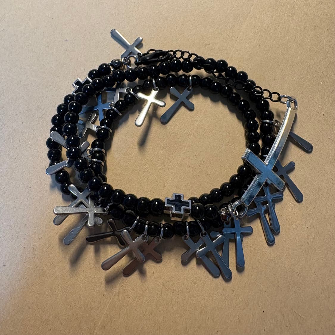 Black Cross Layered Bracelet 상품이미지1
