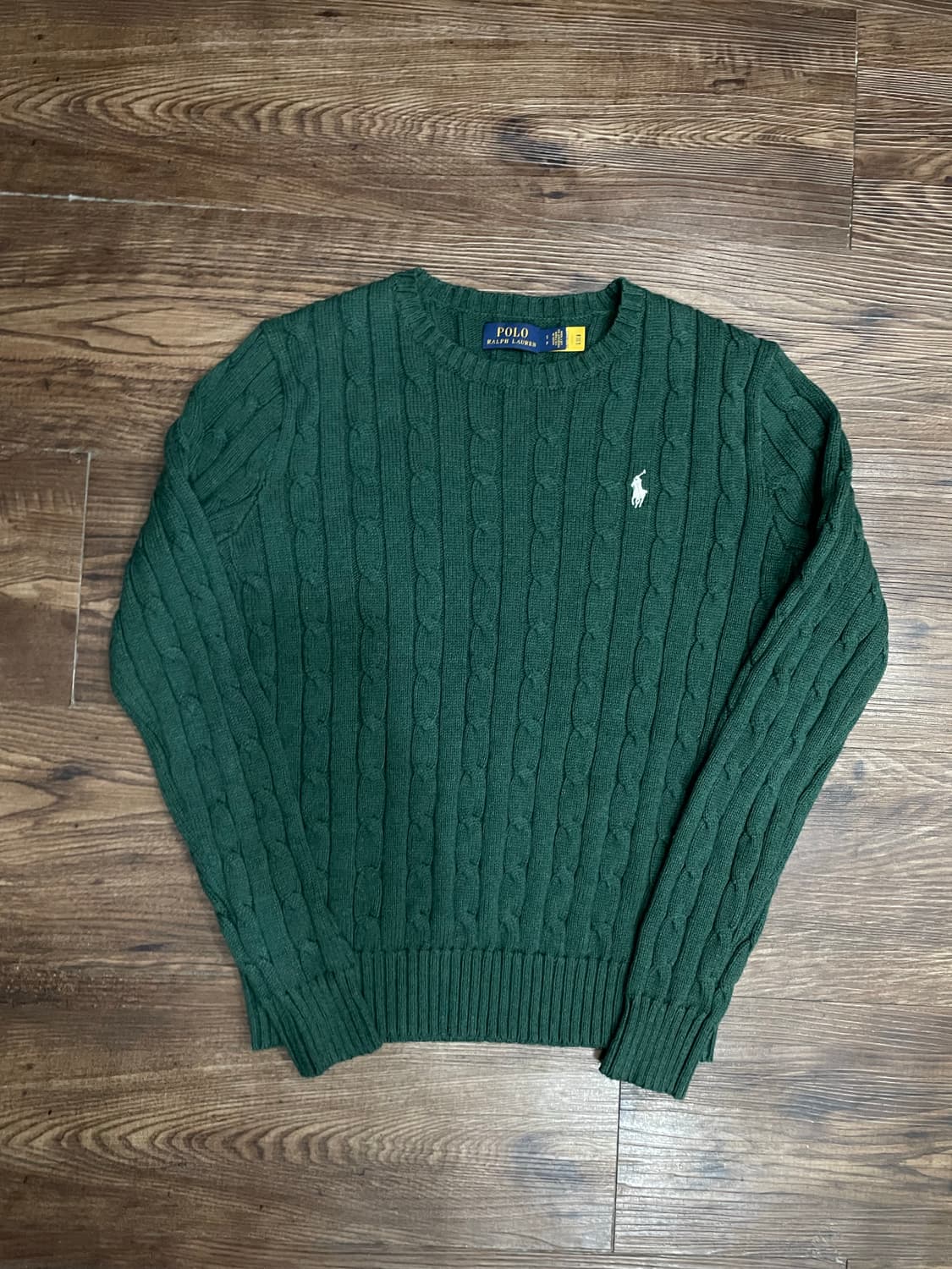 폴로 랄프로렌 케이블 니트 코튼 스웨터 그린 상품이미지3