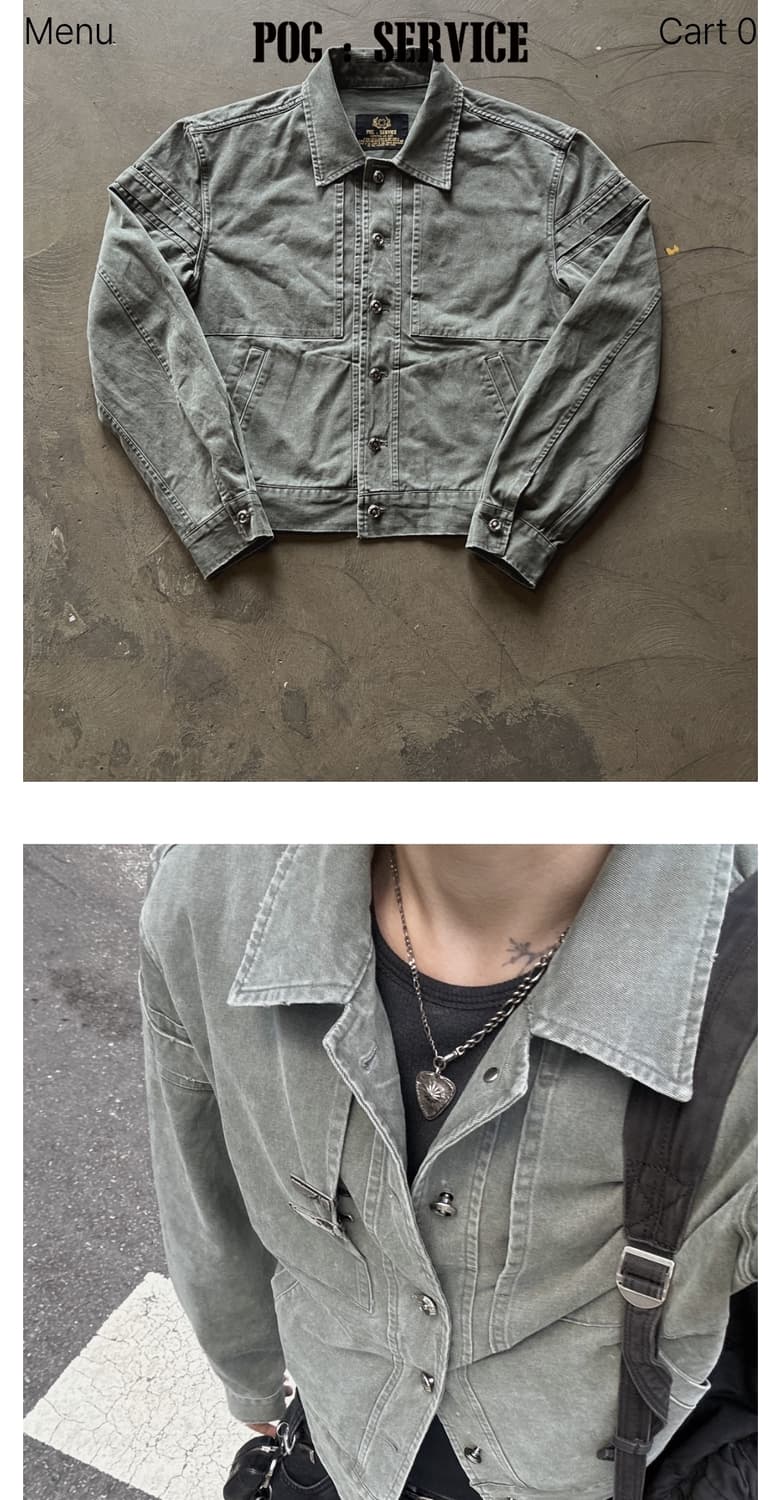 POGSERVIC MILITARY TRUCKER JACKET 빈티지 카키 상품이미지1