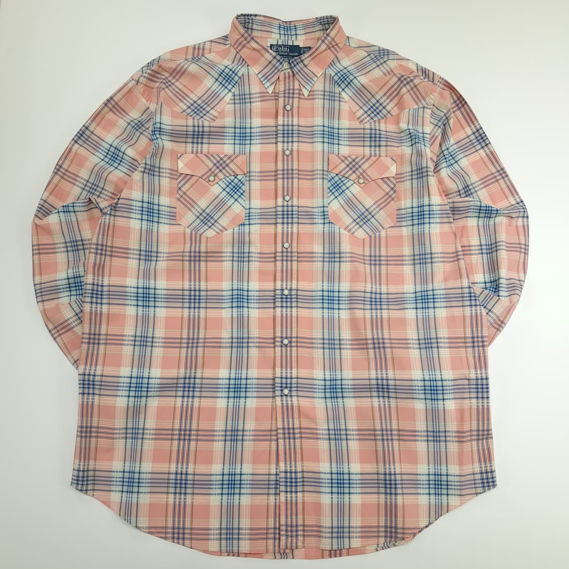 CN703 2XLT 폴로 랄프로렌 빈티지핑크 웨스턴 체크 긴팔 셔츠 남방 상품이미지1