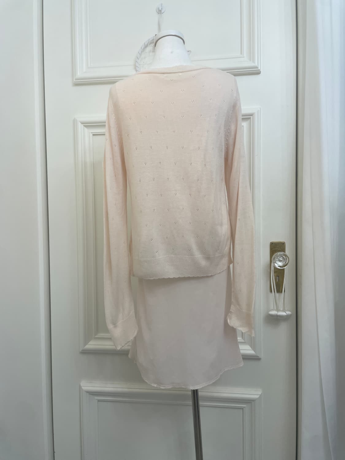 sheer pink crochet soft cardigan&flower 상품이미지3