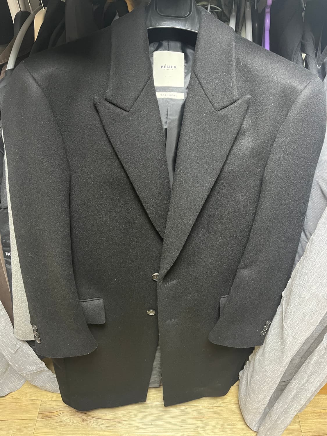 밸리에 피크드라펠 싱글 캐시미어 코트 L 상품이미지2