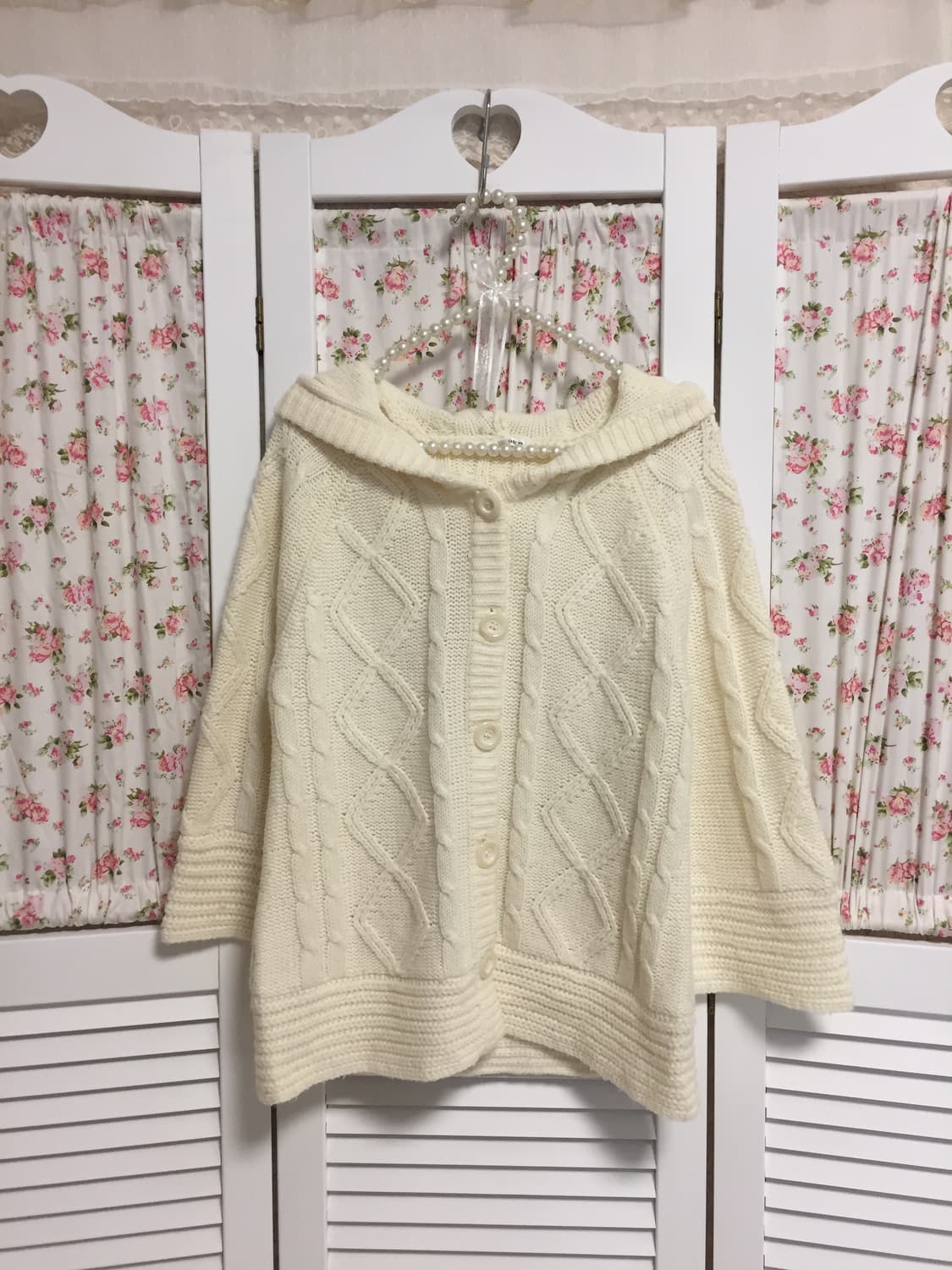 빈티지 아이보리 케이프핏 니트 가디건 상품이미지1