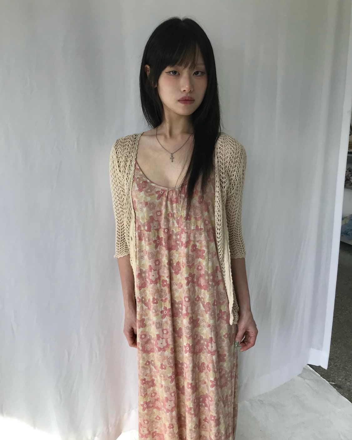 피치 플라워 나시 원피스 상품이미지2