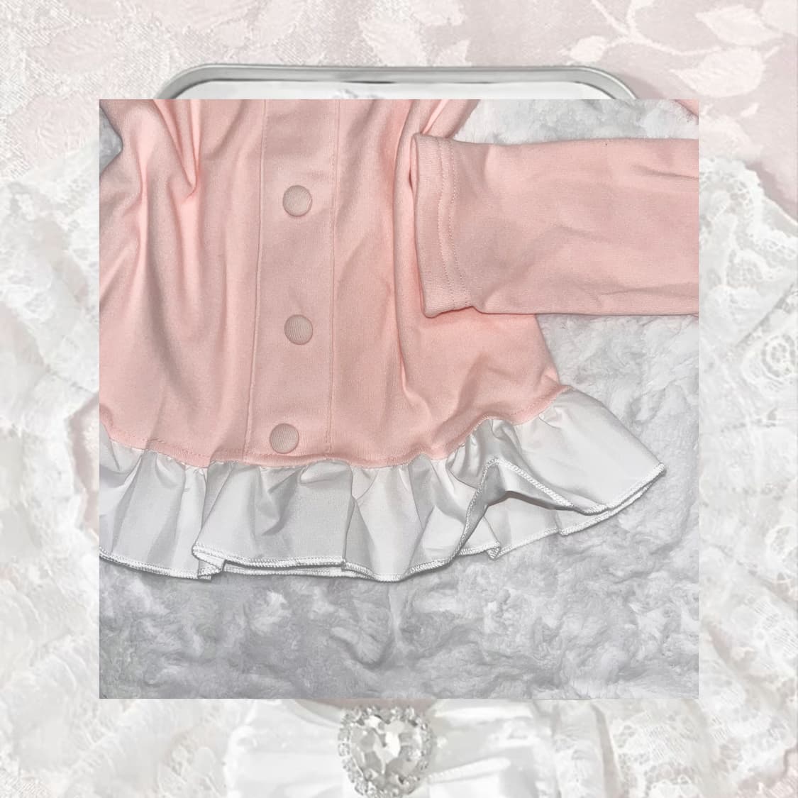 히메갸루 레이스 프릴 리본 핑크 로걀탑 상품이미지3