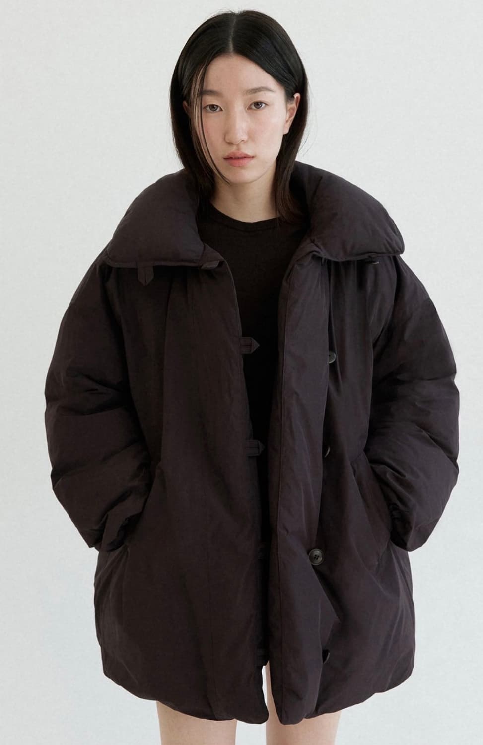 스프링크로커스 덕다운 하프 코트 패딩 브라운 상품이미지3