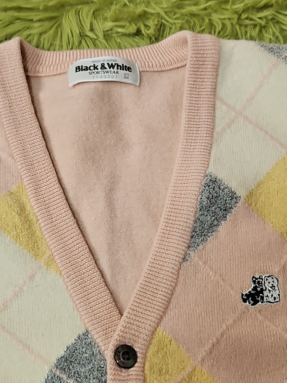 블랙앤화이트 아가일 울 니트 조끼 LL 상품이미지2