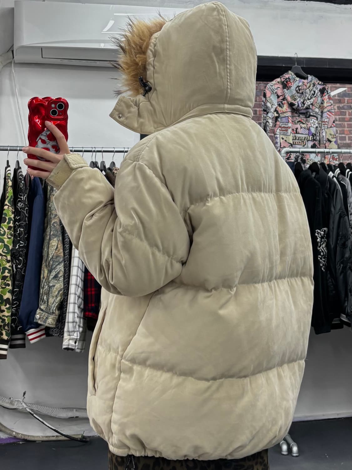 마자플라바 퍼후드 베이지 패딩 상품이미지5