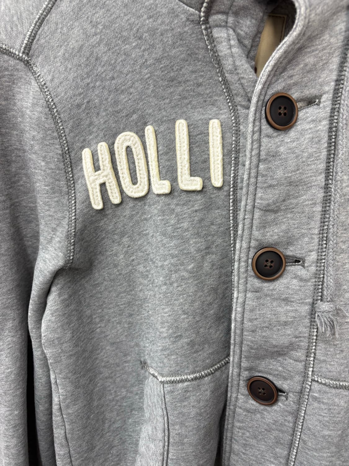 홀리스터 버튼 y2k 그레이 후드집업 A3225 상품이미지4