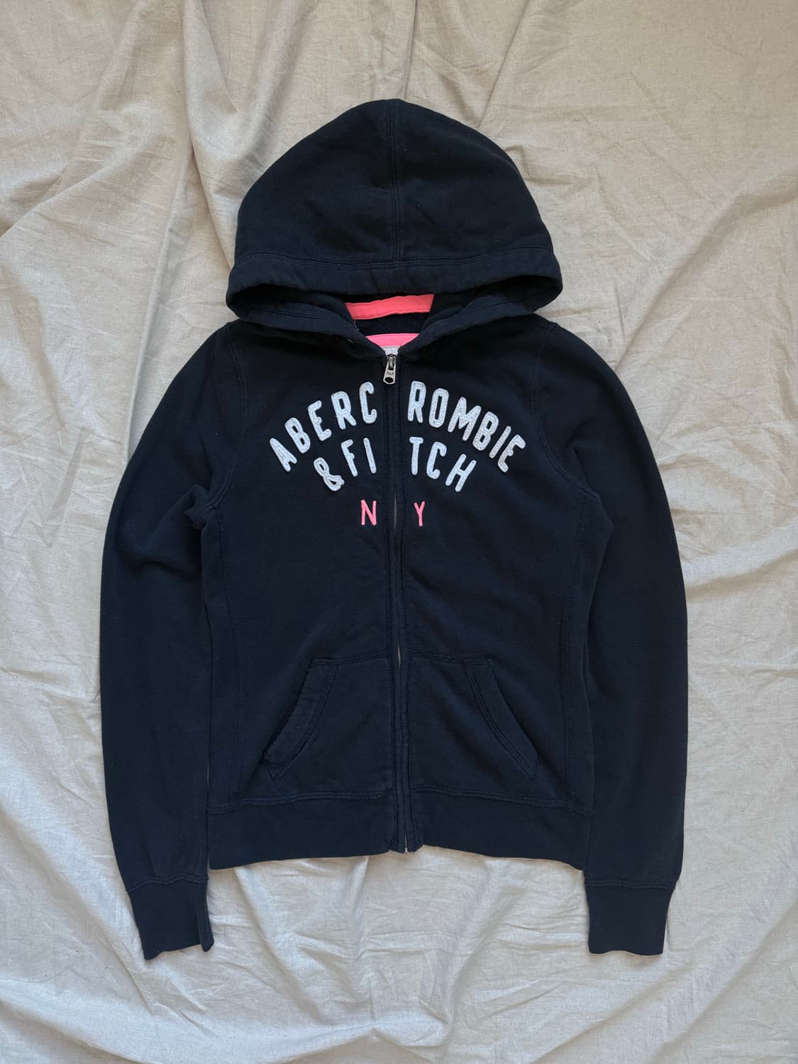 아베크롬비 중앙 자수 로고 블랙 후드집업 상품이미지6