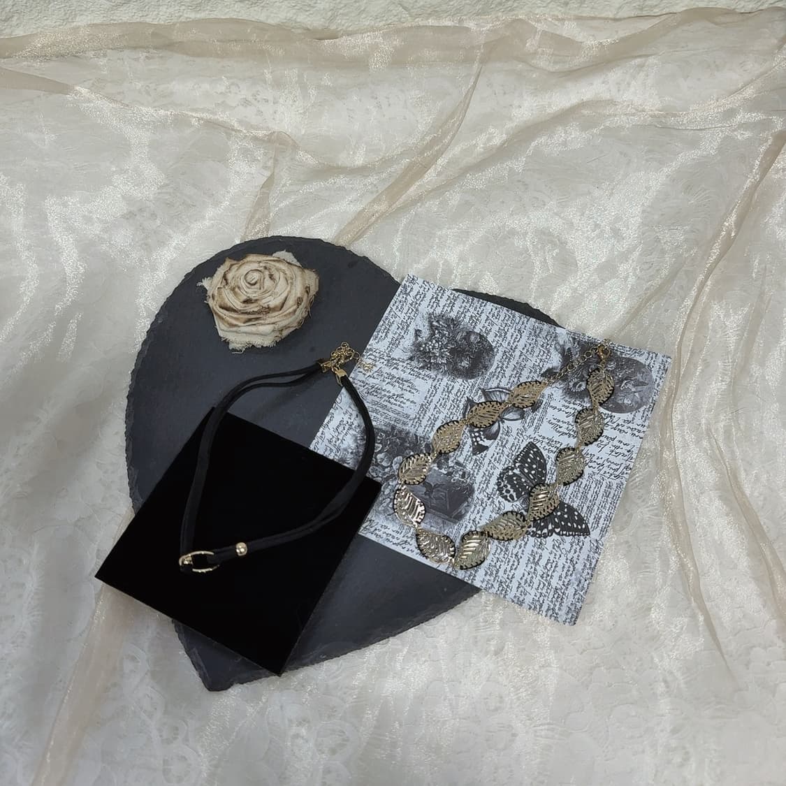 빈티지 스웨이드+나뭇잎 초커 목걸이세트 상품이미지2