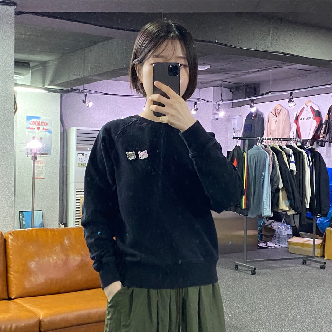 메종키츠네 더블 폭스헤드 블랙 스웻셔츠 B4537 상품이미지1