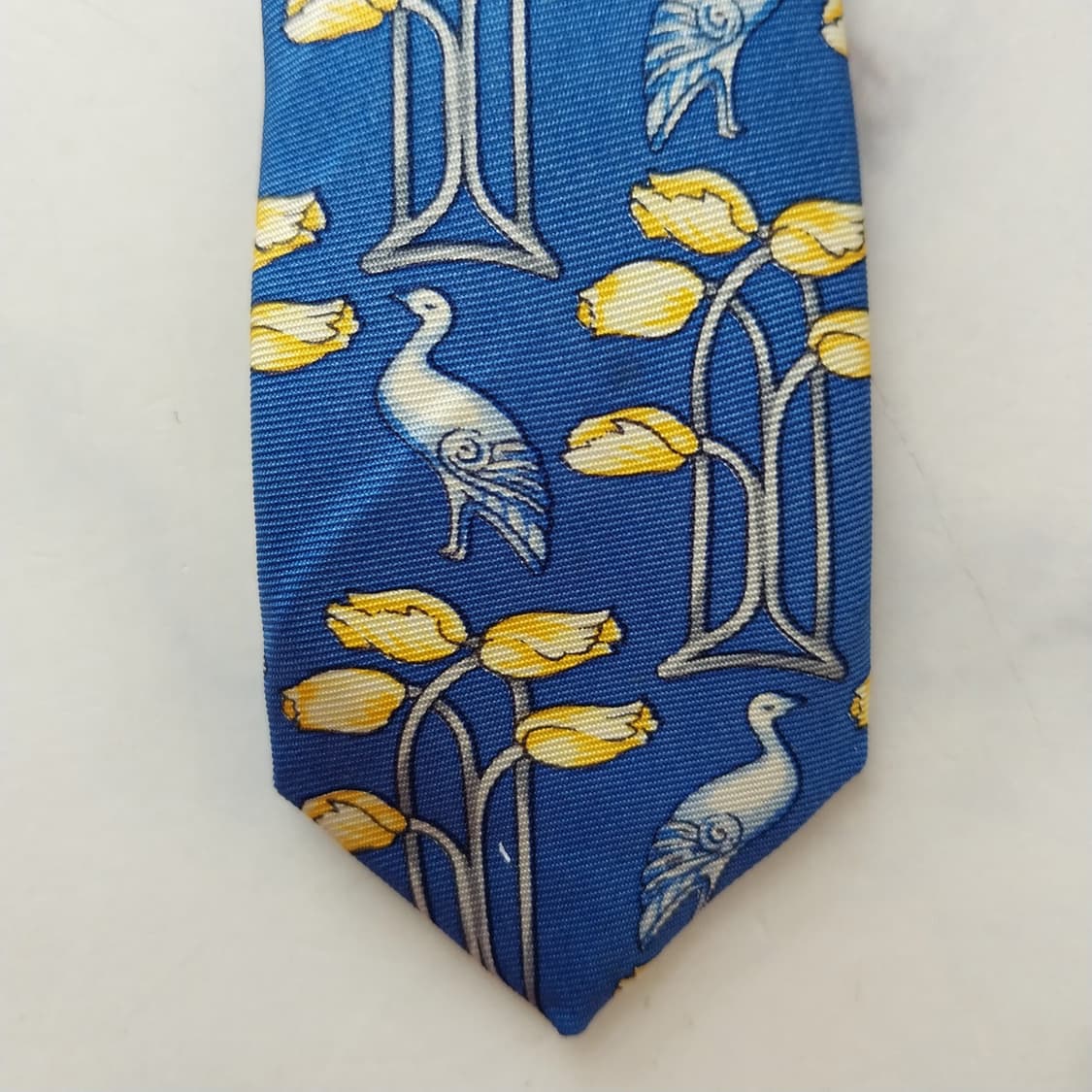 랑방 블루 버드 플라워 패턴 넥타이 9.5cm A+~A등급 K2413 상품이미지10