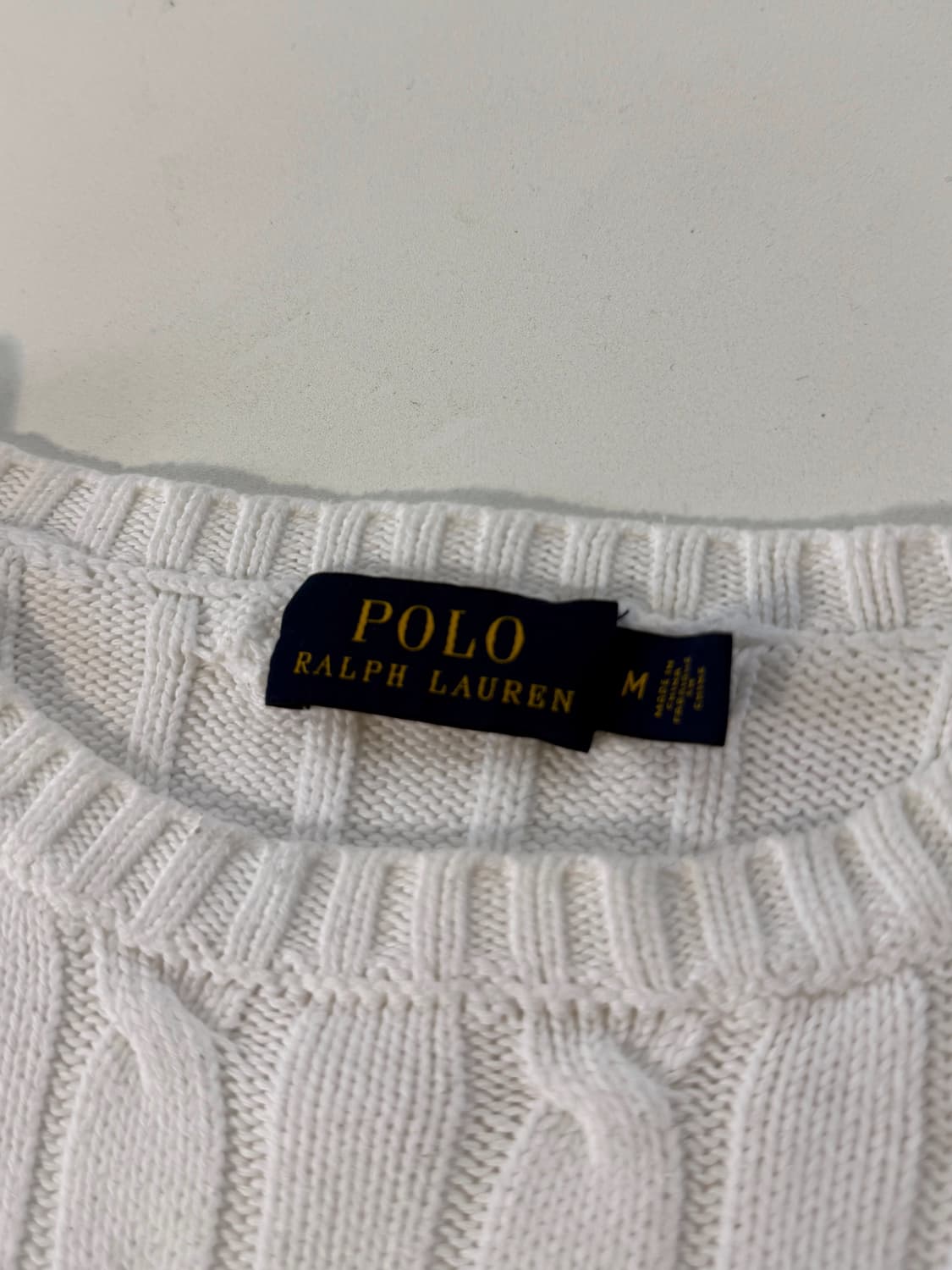 폴로 랄프로렌 신형 라벨 화이트 코튼 꽈배기 니트 상품이미지5