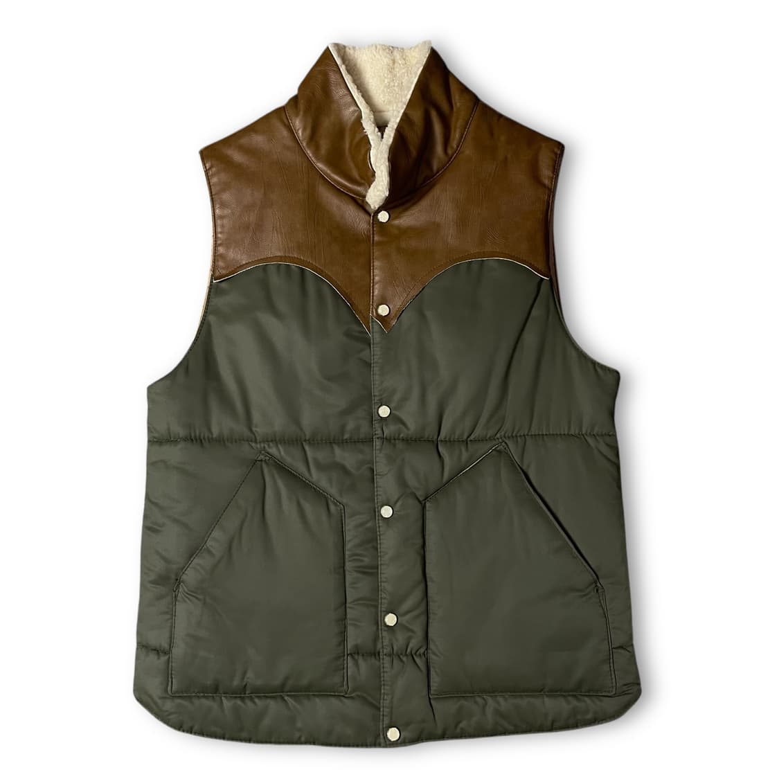 켈로진스 가죽 나일론 투톤 경량패딩 조끼 상품이미지1