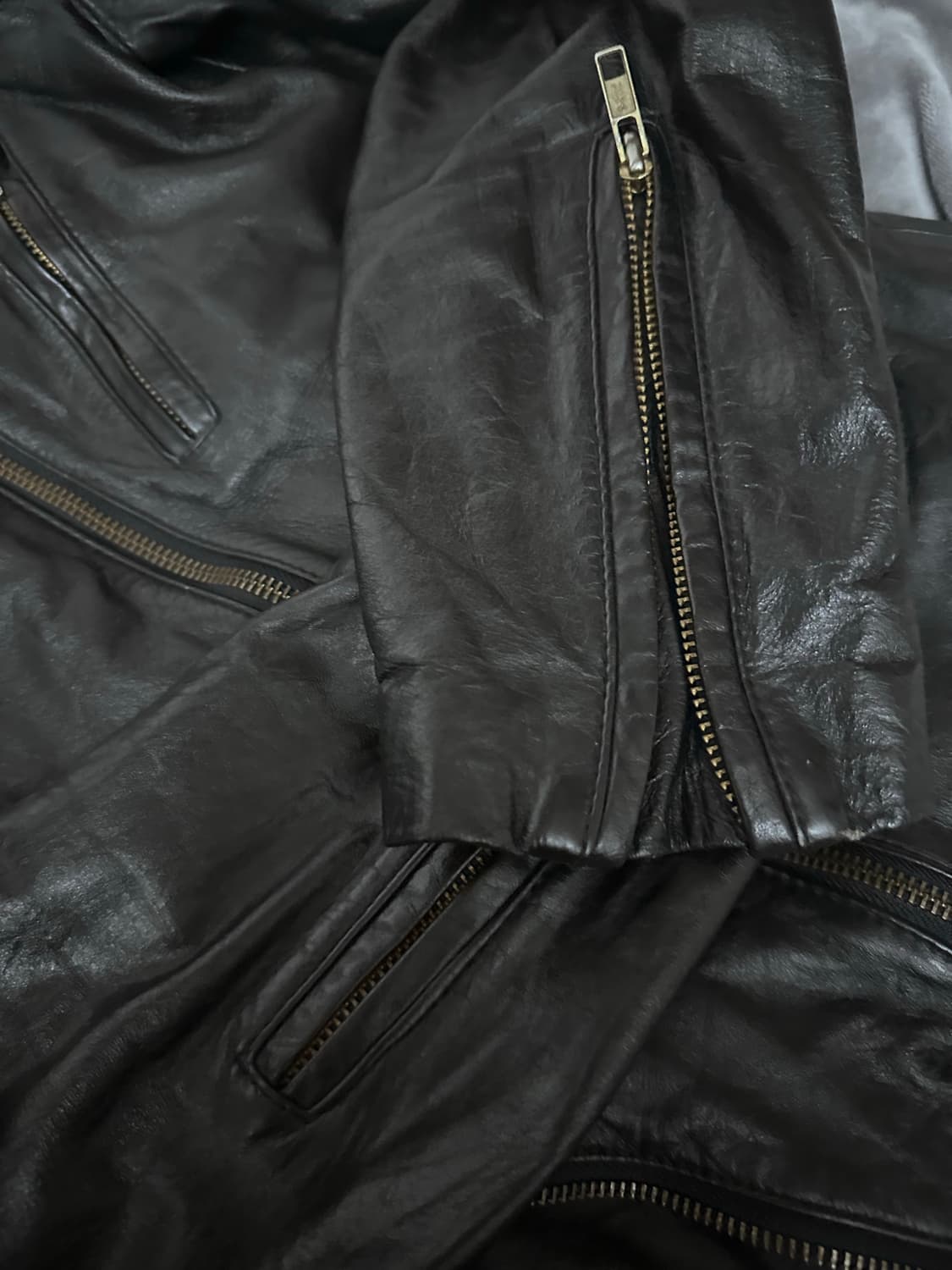 릭오웬스맛 사선 가죽자켓 38size 상품이미지3